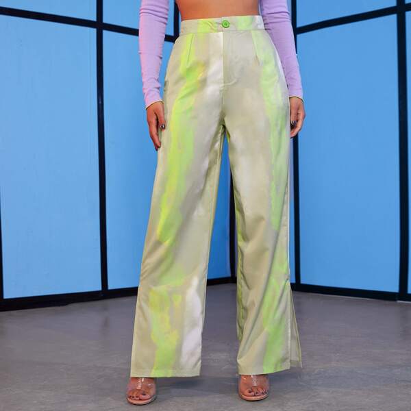 

Tie Dye Split Hem Pants, Multicolor