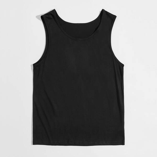 

Men Slogan Graphic Back Tank Top, Black
