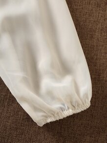 Aveloria Camisa corta con bordado floral - Beis - Ver 3