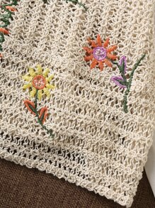 Aveloria Camisa corta con bordado floral - Beis - Ver 5