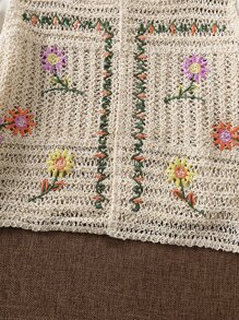 Aveloria Camisa corta con bordado floral - Beis - Ver 7