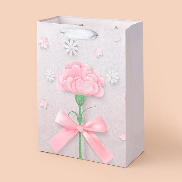 

1pc Flower Print Paper Gift Bag, Multicolor