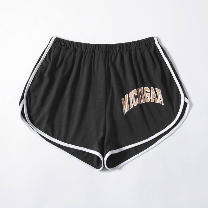

Letter Contrast Binding Track Shorts, Black