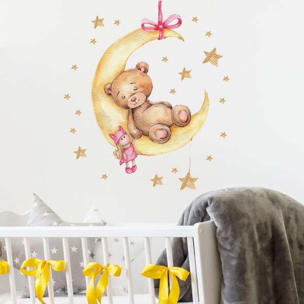 

Kids Cartoon Bear Print Wall Sticker, Multicolor