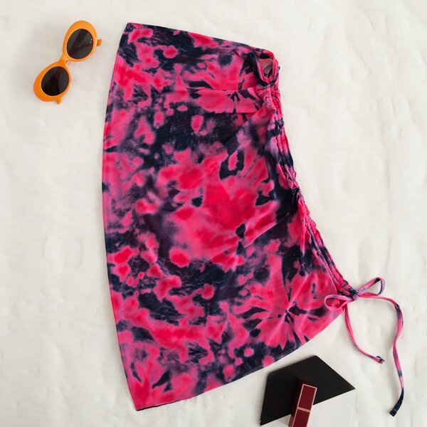 

Tie Dye Drawstring Beach Skirt, Hot pink
