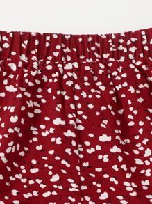 Soleia Tie Front Allover Tube Top & Shorts Set - Burgundy - View 5