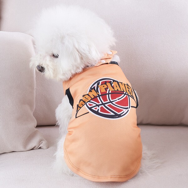 

Basketball Pattern Pet Tank, Orange