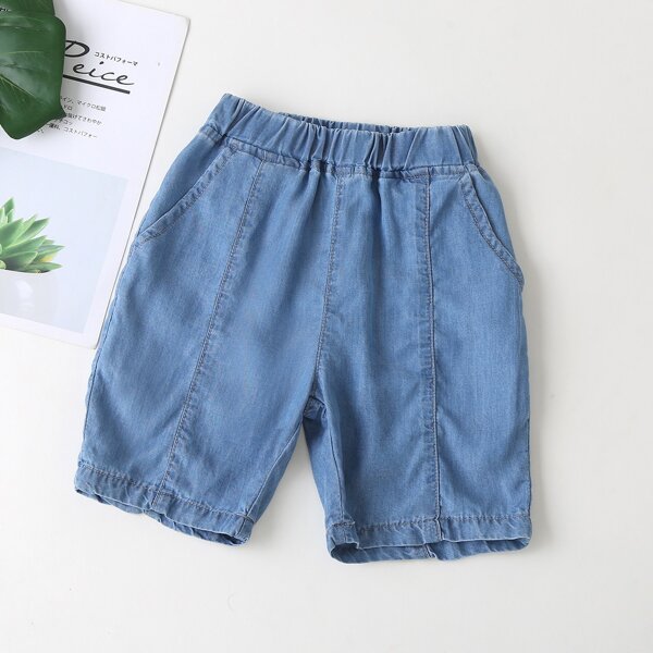 

Toddler Boys Solid Elastic Waist Denim Shorts, Medium wash