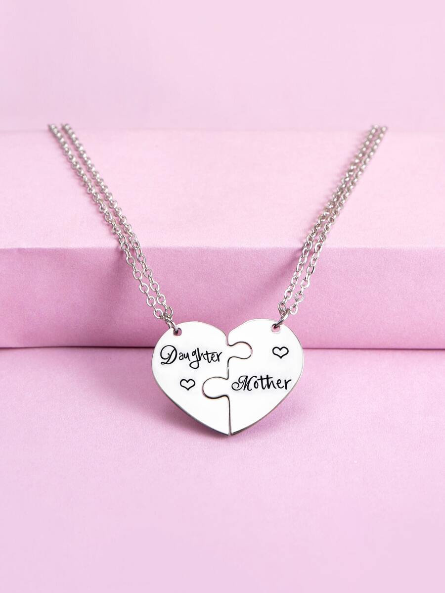 2入組兒童心形吊墜項鍊