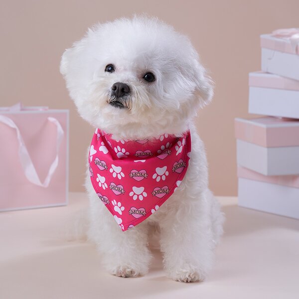 

Heart Print Pet Bandana, Pink
