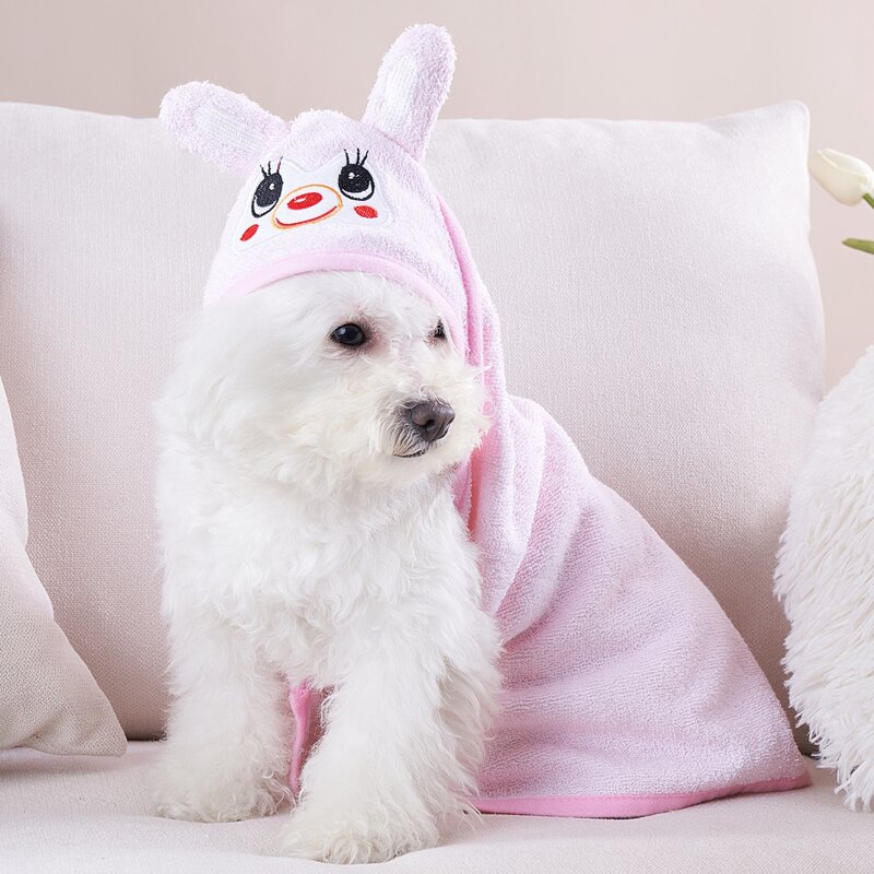 

Cartoon Graphic Pet Bath Towel, Baby pink