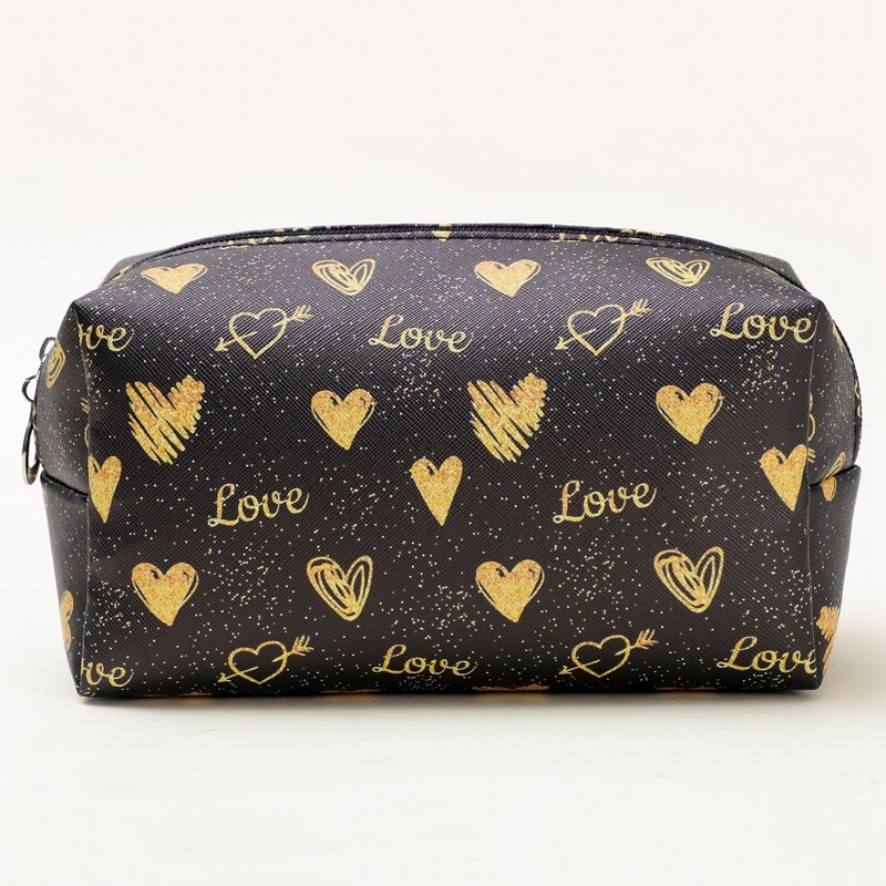 

Heart Print Makeup Bag, Multicolor