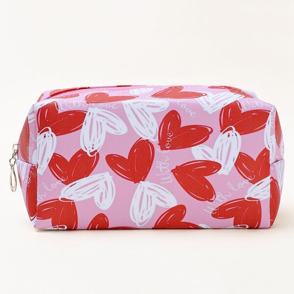 

Heart Print Makeup Bag, Multicolor