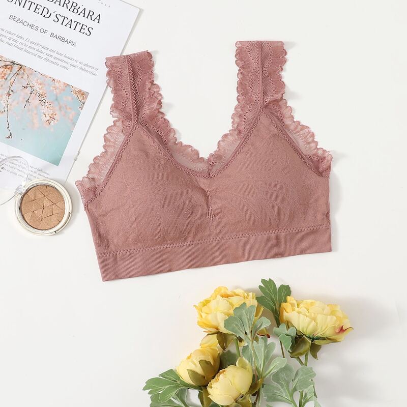 

Lace Trim Bralette, Dusty pink