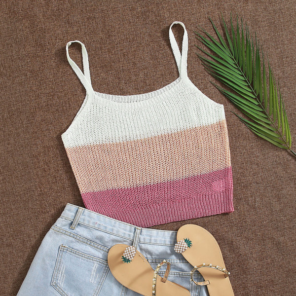 

Color-block Knit Cami Top, Multicolor