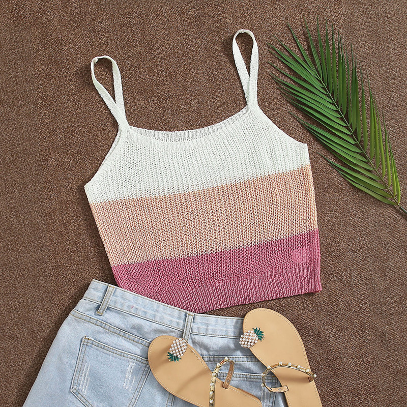 

Color-block Knit Cami Top, Multicolor