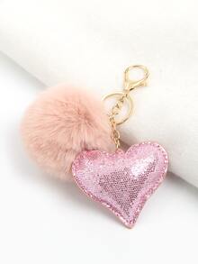 Llavero con corazón - Rosa vieja - Ver 2