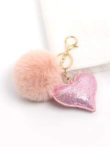 Llavero con corazón - Rosa vieja - Ver 3