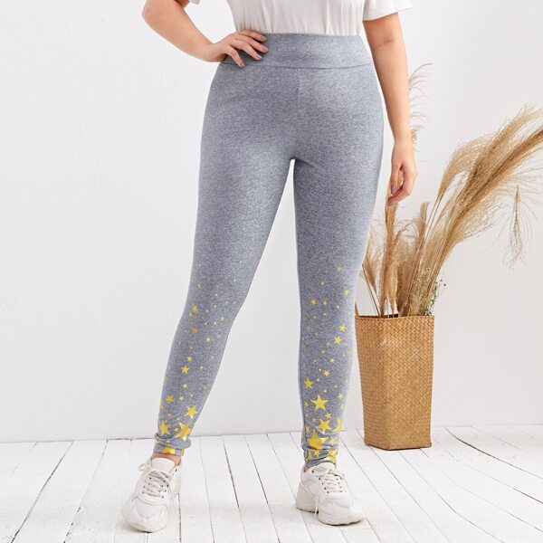

Plus Star Print Leggings, Light grey