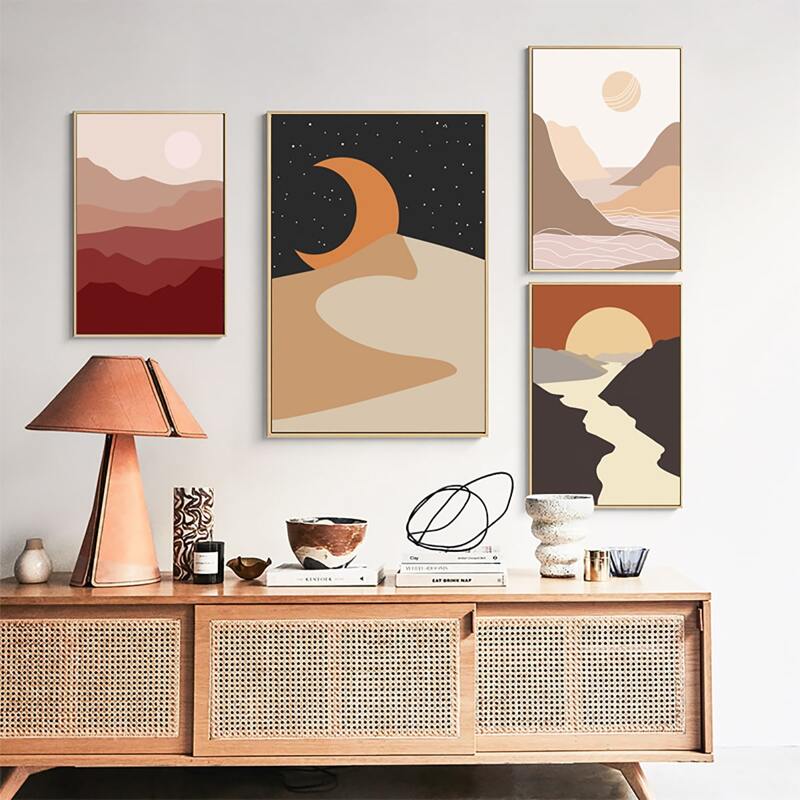 

4pcs Abstract Pattern Unframed Painting, Multicolor