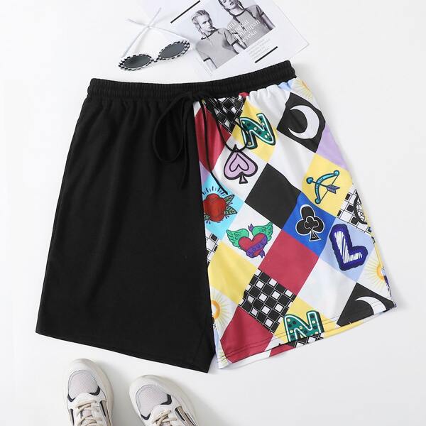 

Plus Graphic Print Track Shorts, Multicolor