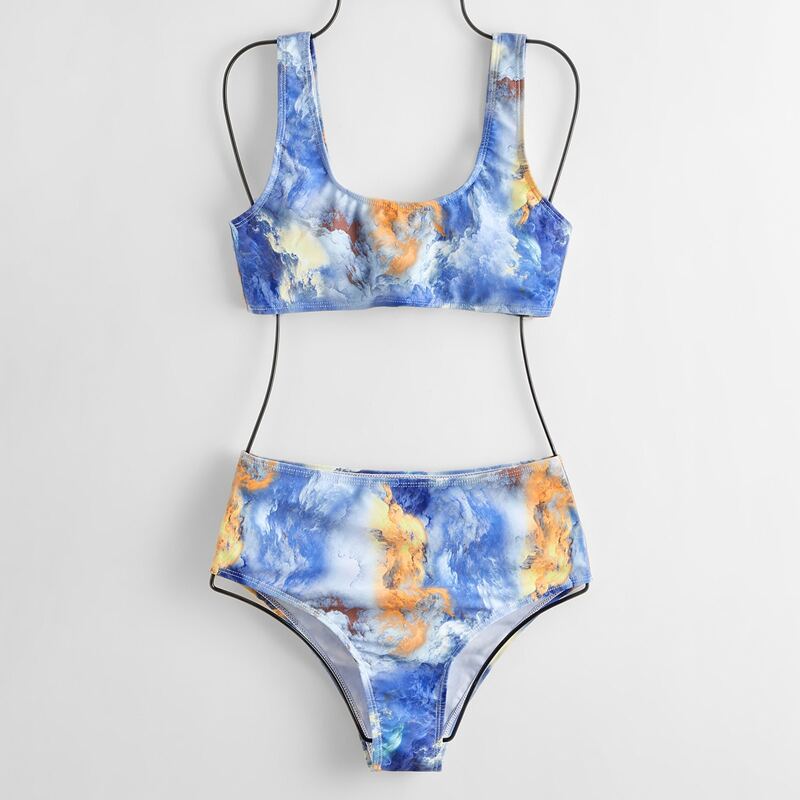 

Tie Dye High Waist Bikini Swimsuit, Multicolor