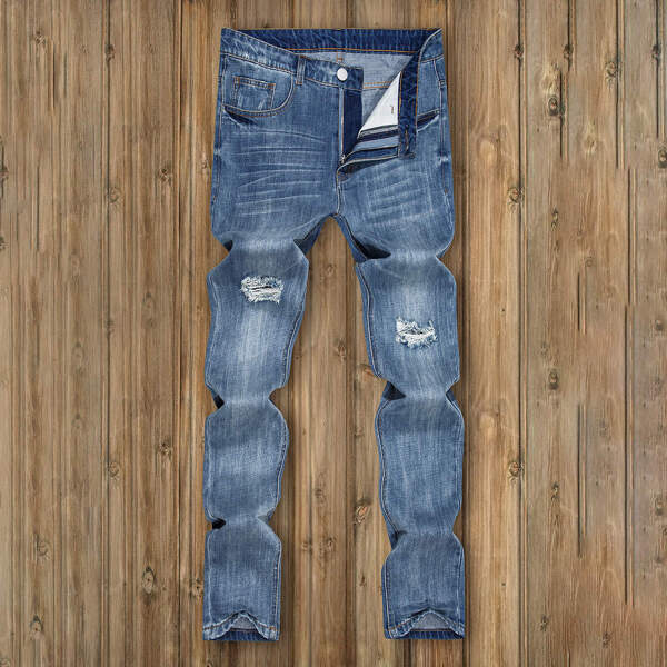 

Men Ripped Washed Skinny Jeans, Medium wash