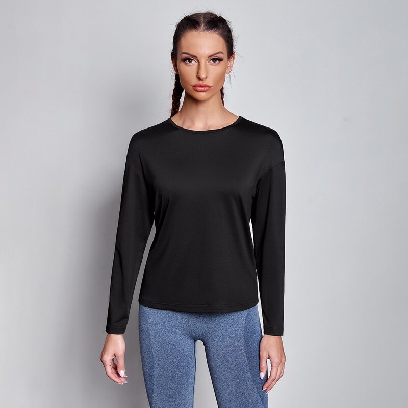 

Contrast Mesh Tulip Back Sports Tee, Black