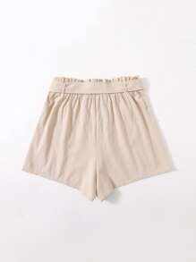 SHEIN Plus Paperbag Waist O-ring Belted Shorts