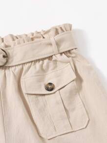 SHEIN Plus Paperbag Waist O-ring Belted Shorts