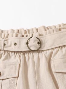 SHEIN Plus Paperbag Waist O-ring Belted Shorts