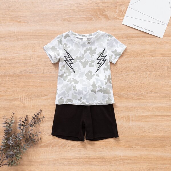 

Baby Boy Geo Print Tee With Shorts, Multicolor