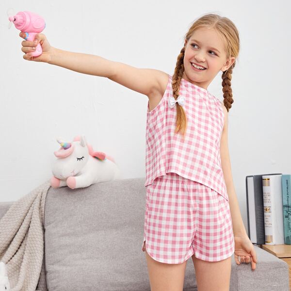 

Пижама в клетку для девочек, Многоцветный