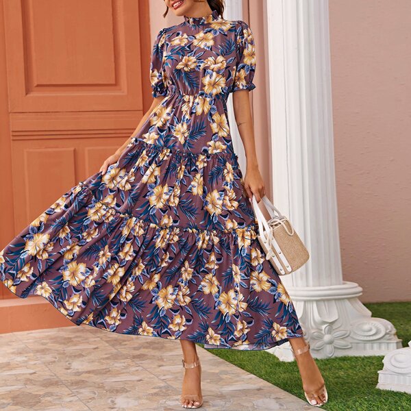 

Allover Floral Swing A-line Dress, Multicolor
