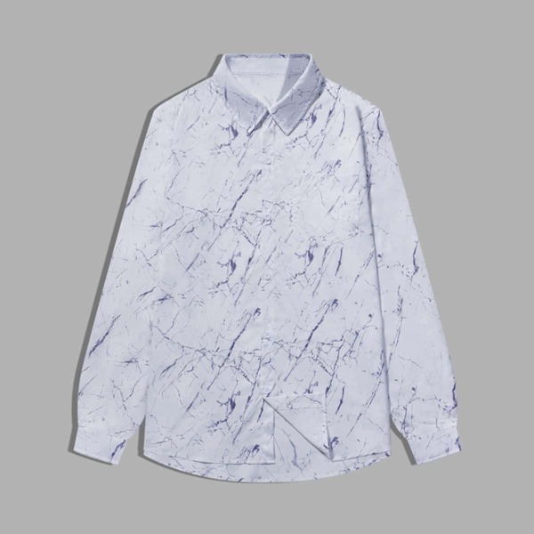 

Men Marble Print Button Front Shirt, Multicolor