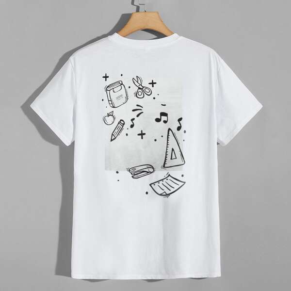 

Men Graphic Print Short Sleeve Tee, White
