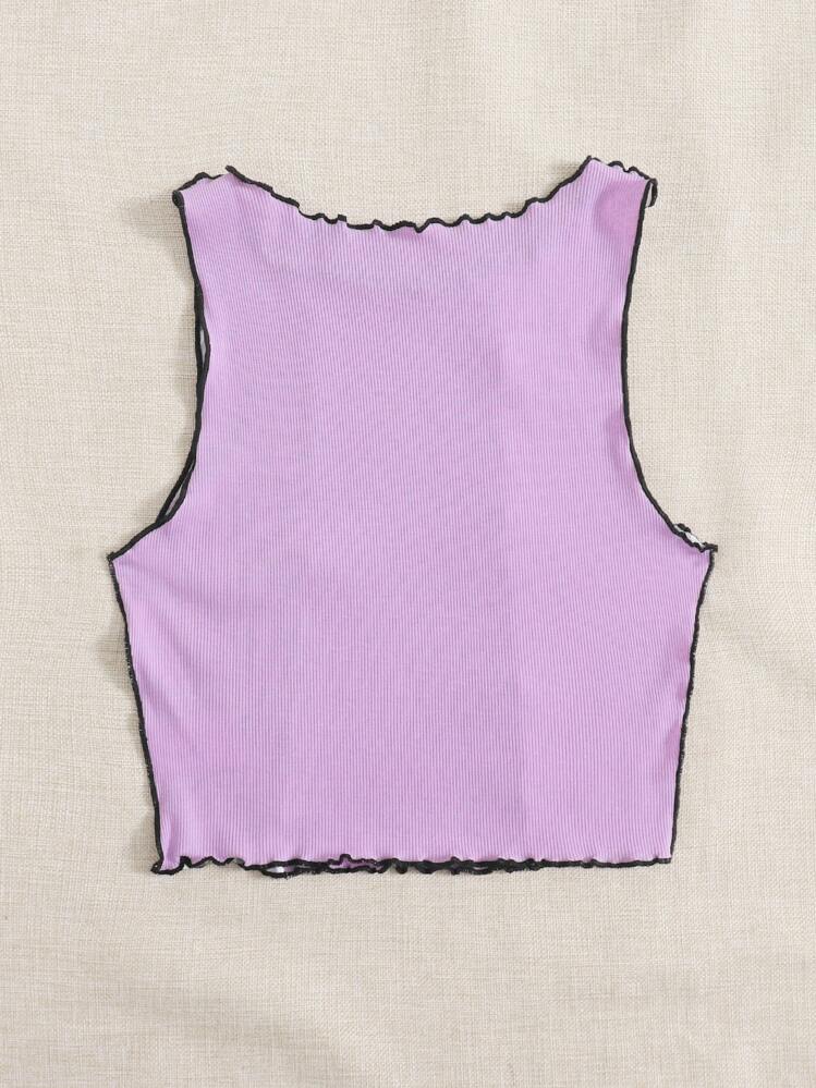 Muchica Zebra Stripe Colorblock Lettuce Trim Tank Top - Multicolor - View 2