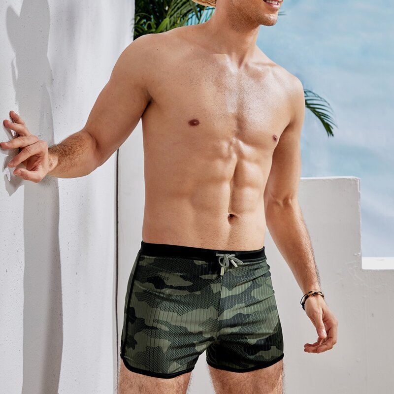 

Guys Camo Print Swim Trunks, Multicolor