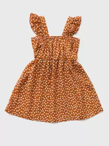 SHEIN Young Girl Ditsy Floral Print Bow Front Cami Dress - Ginger - View 2