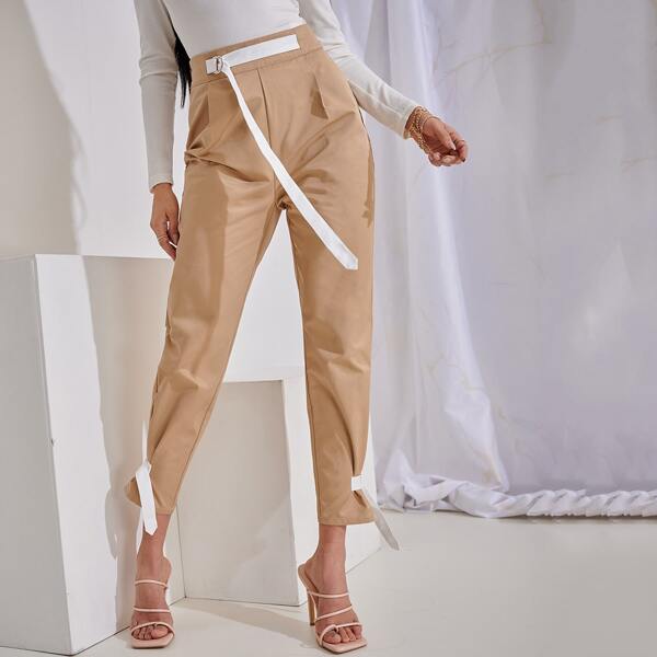 

D-ring Strap Detail Pants, Khaki