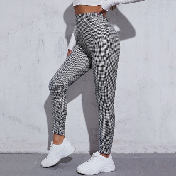 

High Waist Houndstooth Leggings, Black and white