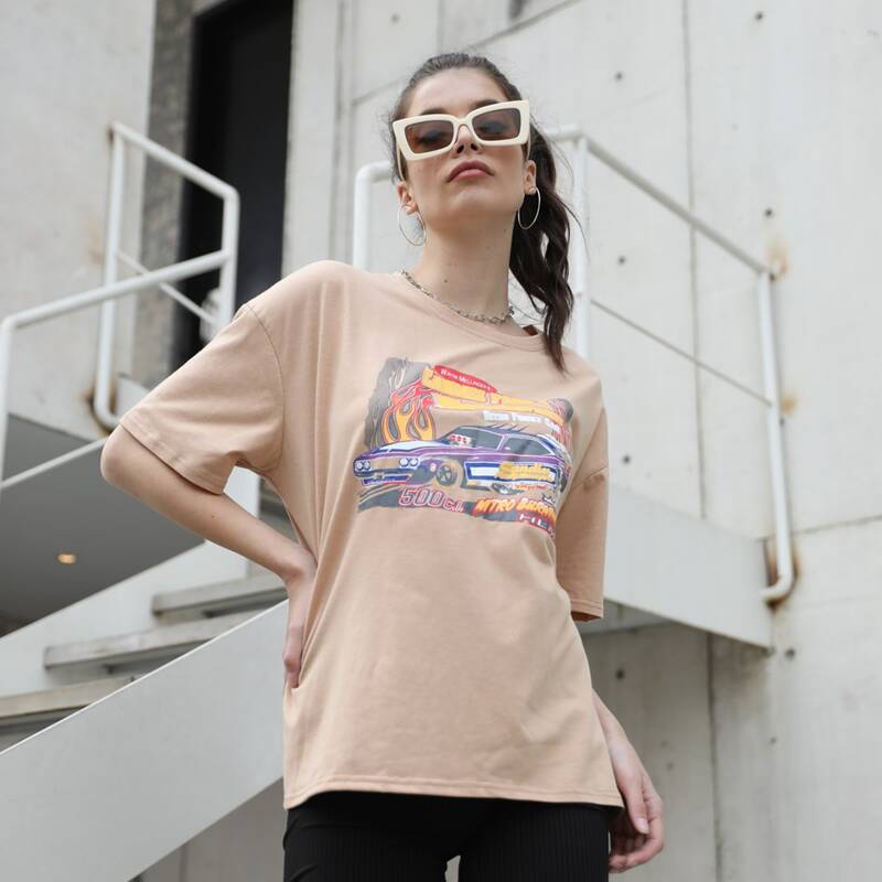 

Car Graphic Oversized Tee, Khaki
