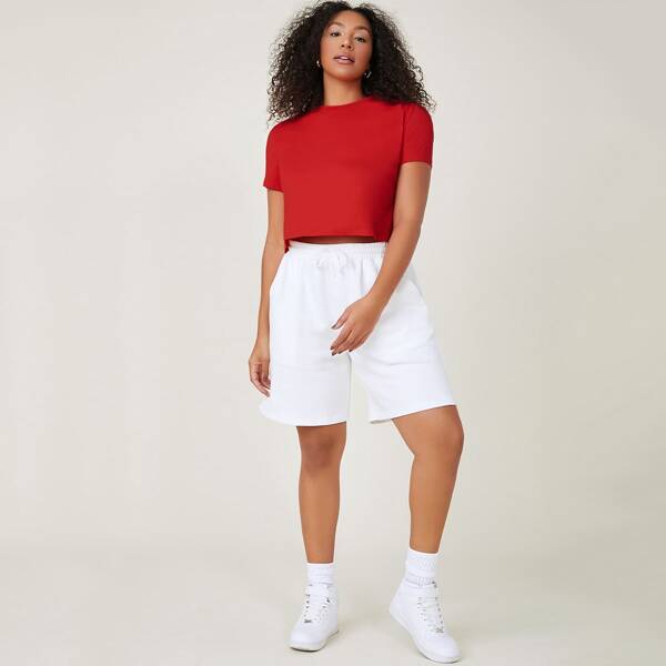 

Plus Solid Short Sleeve Tee, Red