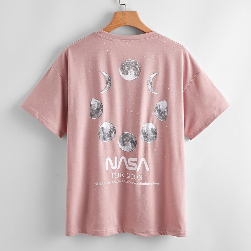 

Moon & Letter Graphic Tee, Dusty pink