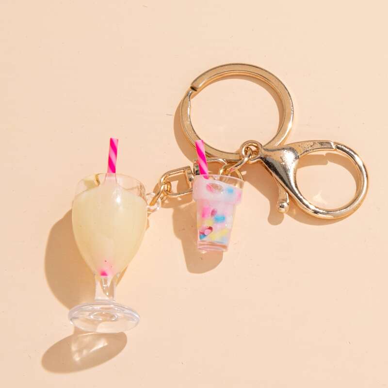 

Beverages Pendant Keychain, Beige
