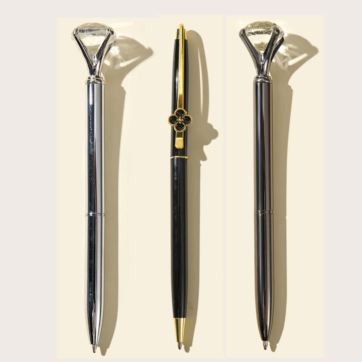 

3pcs Diamond Ballpoint Pen Set, Black