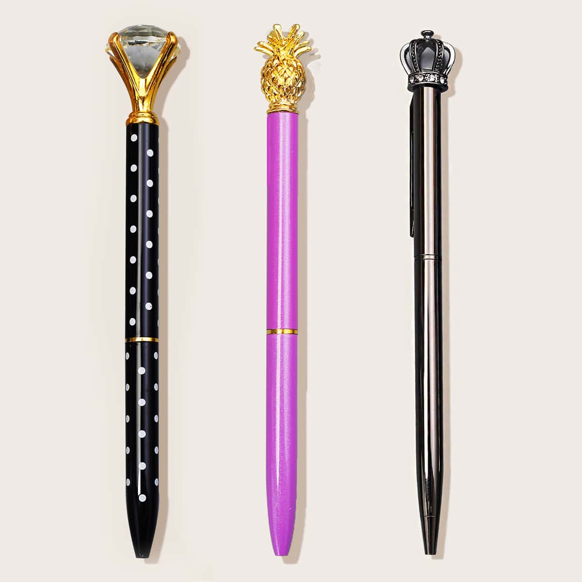 

3pcs Diamond Ballpoint Pen Set, Black