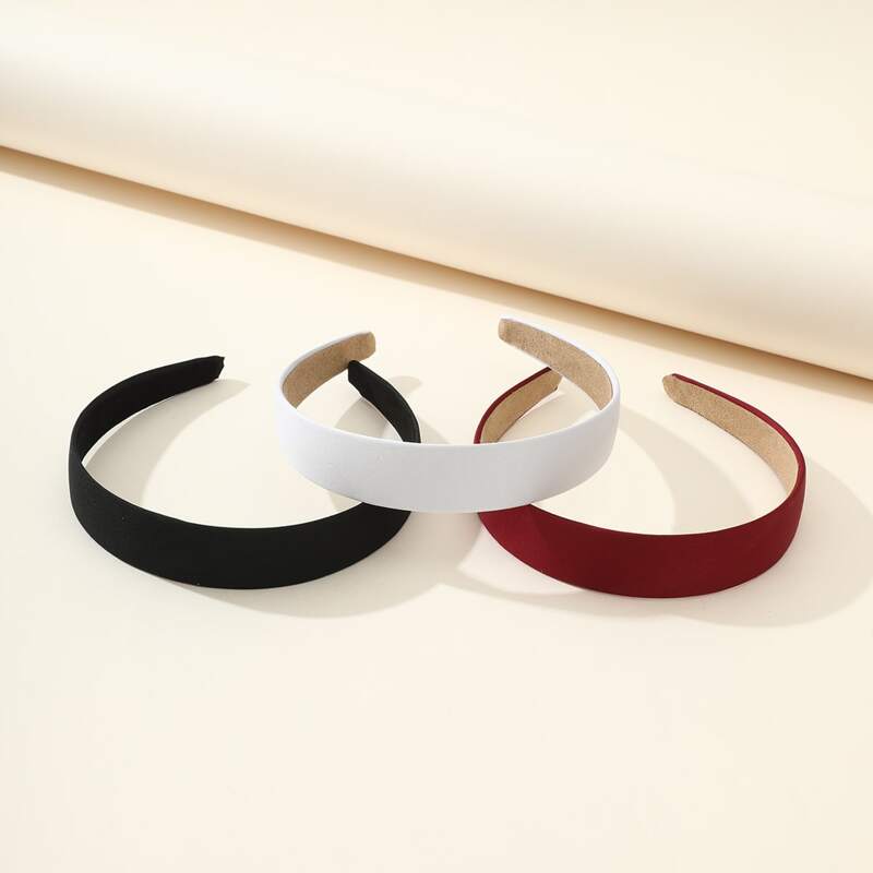 

2pcs Random Solid Headband, Multicolor