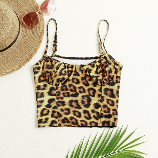 

Leopard Ruched Bikini Top, Multicolor