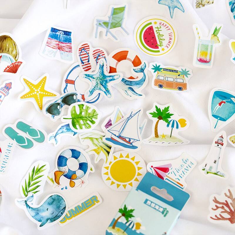

50pcs Vacation Pattern Sticker, Multicolor